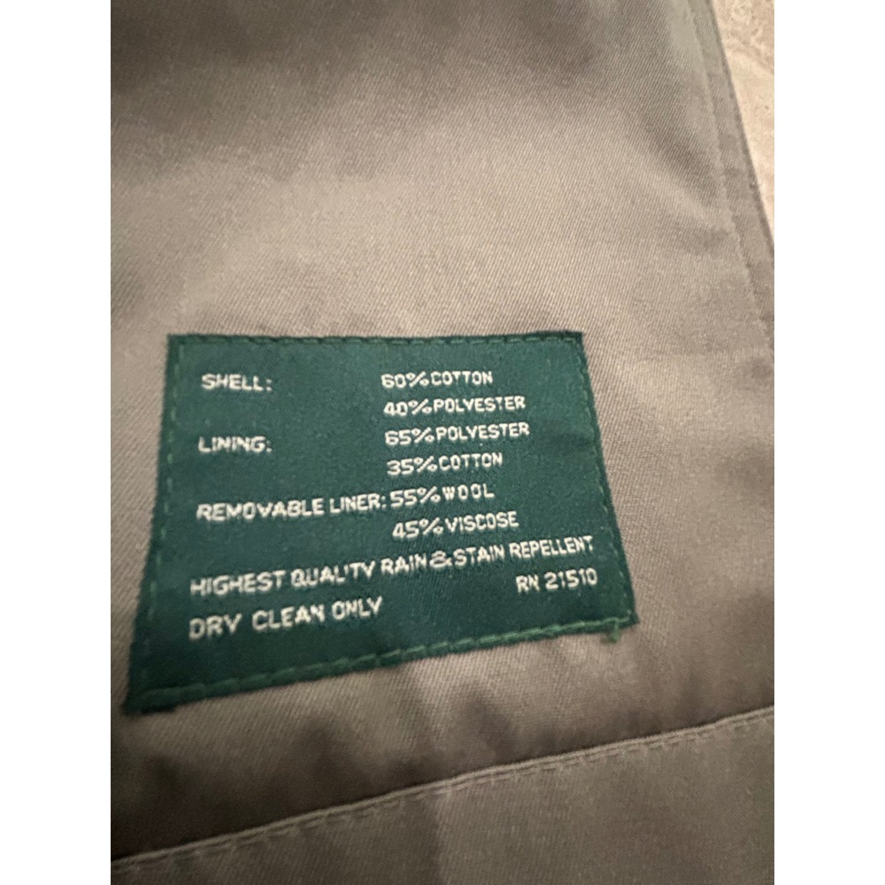Lauren Ralph Lauren Olive Green Trench Coat with Navy Collar - Picture 16 of 16